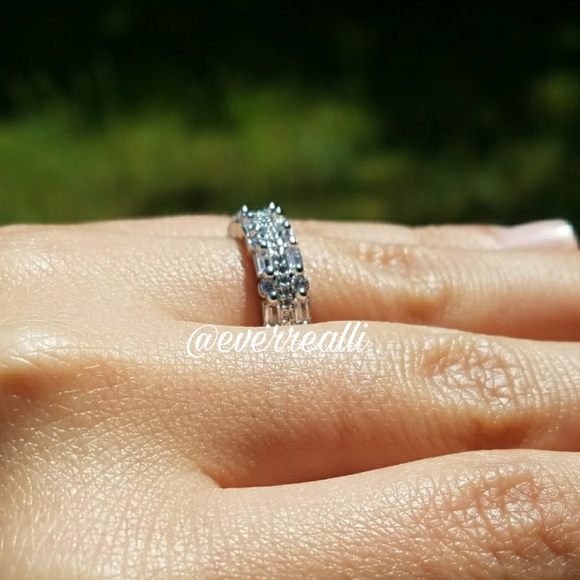 Silver Triple Band Half Eternity Ring - Picture 6 of 6